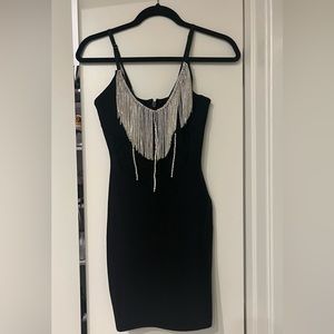 Black Rhinestone Nye Party Dress - image 1